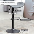 Miniatyrbillede 5 af 10: Rootz Barstolesæt i imiteret læder - Justerbare taburetter - Roterende sæder - Stålramme - Grå - 47 cm x 51,5 cm x 89-109 cm