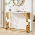 Miniatyrbillede 3 af 7: Rootz Gold konsolbord - Entrébord - Sofabord - Let at rengøre imiteret marmor - 30 cm D x 107,99 cm B x 80 cm H