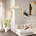 Miniatyrbild 2 av 6: Rootz 4-delad katt klätterväggssats - Skrapstolpe - Plattform - Väggmonterad design - Utrymmesbesparande - 60 cm x 60 cm x 20 cm