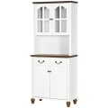 Pikkukuva 6 / 6: Rootz keittiökaappi - Buffet - 2 laatikkoa - 2 kaappiosastoa - Klassinen muotoilu - Valkoinen + Tummanruskea - 76 x 38 x 182 cm