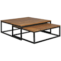 Miniatyrbillede 1 af 7: Rootz 2-teilig massivt træ 75 x 75 x 27 cm - Design stuebord Sheesham træ - Stue Loungebord Palisander massiv med metalben