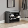 Miniatyrbillede 4 af 9: Rootz skoskabsbænk - skovipper - Skoopbevaring med sæde - Pladsbesparende design - Ridsefri installation - Alsidig styling - Sort - 62 cm x 46 cm x 26