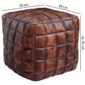 Miniatyrbillede 2 af 4: Rootz puf - terning - læder puf - brun - quiltet - læder - 41 x 39 x 39