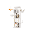 Miniatyrbillede 1 af 7: Rootz Scratching Tree - Cat Tower - Cat Climbing Post - 2 huler & dyser - 175 cm høj, hvid, træspanel, sisal - 57x45x175cm