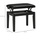Miniatyrbillede 3 af 7: Rootz Piano Bench - Klaverstol - Højdejusterbar - Elegant højglans - Imiteret læder + Gummitræ - Sort - 63 x 33 x 56 cm