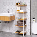 Miniatyrbillede 2 af 9: Rootz reol - Opbevaringsstativ - Køkkenskab - Bambus - Hvid - Beige - 5 niveauer - 45 x 31,5 x 142 cm