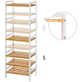 Miniatyrbillede 7 af 9: Rootz reol - Opbevaringsstativ - Køkkenskab - Bambus - Hvid - Beige - 5 niveauer - 45 x 31,5 x 142 cm