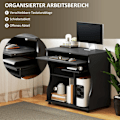 Miniatyrbillede 4 af 10: Rootz Rollbar computertabel - skrivebord med opbevaring - mobil arbejdsstation - rigelig opbevaringsplads - 80 x 48 x 75 cm, sort
