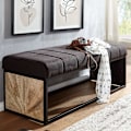 Miniatyrbillede 2 af 7: Rootz design bænk sort 105 x 40 x 40 cm - Polstret bænk med metalramme - Sengebænk soveværelse - Hall bænk garderobe bænk
