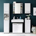 Pikkukuva 2 / 5: Rootz Chest of Drawers - Storage Unit - Dresser - Cabinet - Drawer Stand - Organizer - Commode - Concrete Stone Melamine & White Gloss - 32x82x28 cm