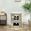 Miniatyrbild 3 av 11: Rootz 3 Tier Cat Barrel With Cushion - Cat House - Cat Tower - Förbättra komforten - Ø51cm x 69 cm, brunvit