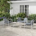 Miniatyrbillede 2 af 5: Rootz Havesæt - 4 stykker - Gyngefunktion - Sædehynder - Polyrattan - Metalramme - Grå - 68W x 68D x 67H cm