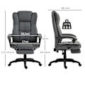 Miniatyrbillede 3 af 11: Rootz Justerbar drejestol - Kontorstol - Ergonomisk hvilestol - Massagefunktion - Faux læder - 68,5x68,5x113-121cm