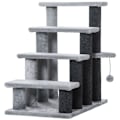 Miniatyrbillede 7 af 7: Rootz Dyretrappe - Kattetrappe med kradsestolpe - 4-trins hundetrappe - Dyretrappe - Spånplade - Plys - Grå - 60 x 40 x 64 cm