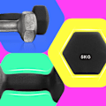 Pikkukuva 4 / 5: Rootz 2 -kappaleinen käsipainojoukko - käsinpainot - kuntopainot - tilaa säästävä - 2 x 5 kg - ergonominen kahva - kuusikulmainen muoto