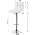 Miniatyrbild 3 av 7: Rootz Barpall - Barstol i konstläder - Justerbar svängbar pall - Ergonomisk design - Stabil metallram - 44cm x 38cm x 92-114cm