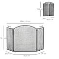Miniatyrbillede 3 af 7: Rootz Pejseskærm - Pejsebeskyttelse - Gittergnistbeskyttelse - Foldet tredelt design - Metal - Sort - 128 x 2 x 76,5 cm