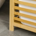 Miniatyrbillede 4 af 5: Rootz Bamboo Vasketøjskurv - Aftagelig Vasketøjspose - Vaskemaskine - Vandtæt - Ikke-vævet stof - Naturlig + Beige - 50L x 36W x 60H cm