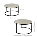 Miniatyrbillede 3 af 8: Rootz 2 Sofaborde - Sideborde - Industrielt design - Sengebord - MDF-Metal - Grå-Sort - 78,5 Cm X 78,5 Cm X 46,5 Cm