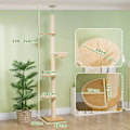 Miniatyrbillede 3 af 10: Rootz gulv-til-loft kattetræ - Kattetårn - Kradsestolpe - Justerbar højde - Træmateriale - 40 cm x 40 cm x 230-250 cm