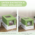 Miniatyrbillede 5 af 10: Rootz Modern Cat kattebakke - Button-In Design - Hygiejnisk og rummelig - Affaldsscoop inkluderet - Hvid+grøn - 47,5 cm x 35,5 cm x 36,7 cm