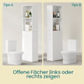 Miniatyrbillede 4 af 6: Rootz Badeværelsets kabinet - Tall Cabinet - smal badeværelsesopbevaring - Rumbesparende - 40 cm x 18 cm x 134,4 cm - Klassisk hvid spånplade