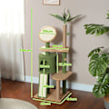Miniatyrbild 3 av 6: Rootz Cat Tree med konstgjorda löv - Skrapstolpe - Lekcenter - Plysch & Jute Comfort - 48L x 44W x 139H cm