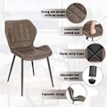 Miniatyrbillede 5 af 7: Rootz spisestuestole Sæt med 6 - Polstrede stole - Imiteret læderstole - Komfortable siddepladser - Holdbart design - Ergonomisk støtte - 47 cm x 79,5