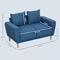 Miniatyrbillede 3 af 11: Rootz Two Seater Sofa - Moderne sofa - Stof Loveseat - Eucalyptus træramme - kompakt komfort - 133 x 73 x 81 cm