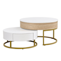 Miniatyrbild 2 av 11: Rootz Gold -Plated Nesting Table Set - Höjdjusterbar soffbord - Mångsidig sidobord - Stylsk förvaring - 70x70x42/56,5cm + 60x60x24cm