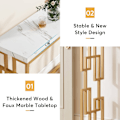 Miniatyrbillede 6 af 7: Rootz Gold konsolbord - Entrébord - Sofabord - Let at rengøre imiteret marmor - 30 cm D x 107,99 cm B x 80 cm H