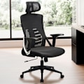 Miniatyrbillede 2 af 7: Rootz Modern Drejestol - Kontorstol - Ergonomisk stol - Meshbetræk - 113cm x 65cm x 65cm - Sort - Sølvdekorationer - Gyngemekanisme - Justerbar sædehø