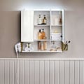 Miniatyrbillede 2 af 7: Rootz Spejlskab - Badeværelsesskab - Vægspejlskab - Spejlskab Med Belysning - Badeværelses Opbevaringsskab - Spånplade/Stål/Glas - Hvid-Guld - 70 x 14