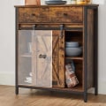 Miniatyrbillede 6 af 7: Rootz skænk - Kommode - Opbevaringsskab - Skydedør - Industriel - Brun - Sort - Forarbejdet træ - Metal - 70 x 30 x 80 cm