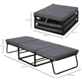 Miniatyrbillede 3 af 11: Rootz Foldbar Gæsteseng 2-i-1 - Grå - Polyester, Stål, Skum - 75,59 cm x 26,77 cm x 14,56 cm