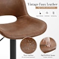 Miniatyrbillede 5 af 8: Rootz Vintage imiteret læder barstol - Vandtæt - Slidbestandig - Ergonomisk - Justerbar højde - Brun - 48cm x (85-105,5)cm x 49cm