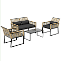 Pikkukuva 10 / 10: Rootz 4 -osainen Rattan Garden Set - Parveke huonekalut - Säänkestävä sohva - Mukavuustyynyt - 116 cm x 71cm x 78 cm