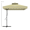 Miniatyrbild 3 av 11: Rootz Parasols Paraply - Cantilever Paraply - Dekorativ kant - Ventilationskapell - Offset design - Paraplytak - Metall-polyester - Beige - 2,4x2,4x2,