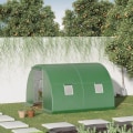 Miniatyrbillede 2 af 7: Rootz Drivhus - Poly Drivhus - Walk-in Poly Tunnel - Med 4 vinduer - Frostbeskyttelse - Mørkegrøn - 3L x 3W x 2H m