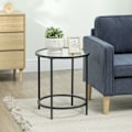 Miniatyrbillede 2 af 11: Rootz Round Side Bord - Lille sofabord - Glasplade - Robust ramme - Gulvbeskyttelse - 48 cm x 48 cm x 54,7 cm