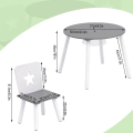 Miniatyrbild 3 av 9: Rootz Barnsittgrupp - Stjärnmönstrat bord och stolar - Barnmöbler med förvaring - Engagerande design - Säker och hållbar - MDF och furu - Bord: φ59,5