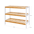 Miniatyrbillede 3 af 6: Rootz Skostativ - Bambus med 3 niveauer - Skoopbevaringsstativ - Skostativ - Skoopbevaring - Skoskab - Bambus - Naturlig + Hvid - 70 x 55 x 26 cm (B x