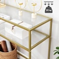 Miniatyrbillede 2 af 9: Rootz Konsolbord - Sidebord - 2 niveauer - Hærdet glas - Metalstel - Justerbare ben - Guld - 100 x 35 x 80 cm