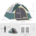 Miniatyrbild 3 av 8: Rootz Camping Tent - 3 Person Tent - Dome Tent - Weatherproof Cover Protects Tent - Tent With Pegs - Outdoor Shelter - Polyester Material - Green - 20