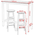 Miniatyrbillede 3 af 8: Rootz Modern Barbord og Taburet Sæt - Pub Bord Sæt - Spisebordssæt i bordhøjde - Robust metalstel - Ridsefast - Nem at rengøre - 120 cm x 40 cm (bord)