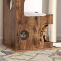 Miniatyrbild 3 av 8: FEANDREA Cat Scratching Post - Cat Tower - Kitty Condo - Mysig grotta - Trappiga plattformar - Sisal Wrapped Trunk - Scratching Matt - Vita imiterade