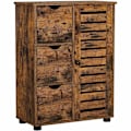 Miniatyrbillede 1 af 9: Rootz skænk - Opbevaringsskab - Skænk - 3 skuffer - Foldedør - Justerbare hylder - Brun - Sort - Industriel - Forarbejdet træ - Metal - 60 x 30 x 80 c