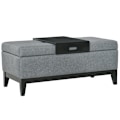 Miniatyrbillede 1 af 5: Rootz Bænk - Bænksæde - Stue - Soveværelse - Entré - Linnedlignende polyester - Skum - Mørkegrå + Sort - 107 cm x 50 cm x 44 cm
