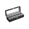 Miniatyrbild 1 av 7: Rootz Watch Box - Klockorganisator - Klockförvaring - Sammetsfoder - Glaslock - Perfekt presentidé - 30 cm x 11,2 cm x 8 cm