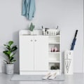 Miniatyrbillede 5 af 7: Rootz Skoskab - Skokiste - Skostativ - 4 hylder - Maksimalt 12 par - 1 skab - Spånplade - Aluminiumslegering - Hvid - 83cm X 30cm X 90cm